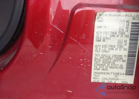 2013 Nissan Frontier Sv из США, поврежденный, VIN 1N6AD0ER2DN750814